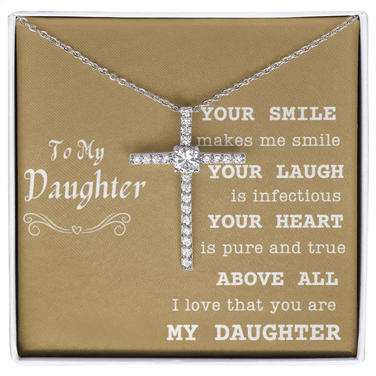 To My Daughter CZ Cross necklace is the perfect present for baptisms, birthdays, and every celebration in between.