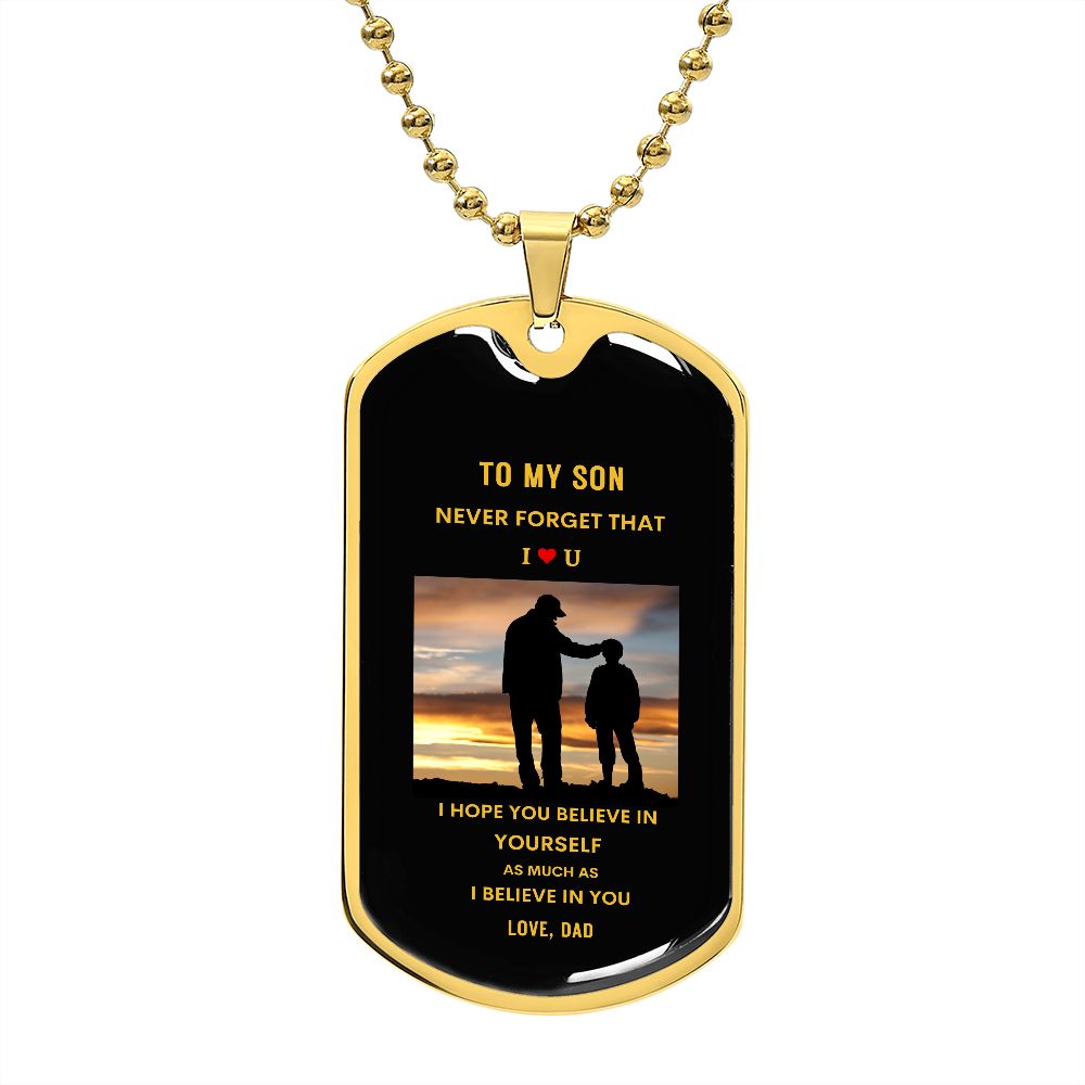 Son Dog Tag - to My Son Never Forget That I Love You Dog Tag Chain Necklace B09VG6LT7Q B09V6YTDGQ Military Chain (Silver) / No