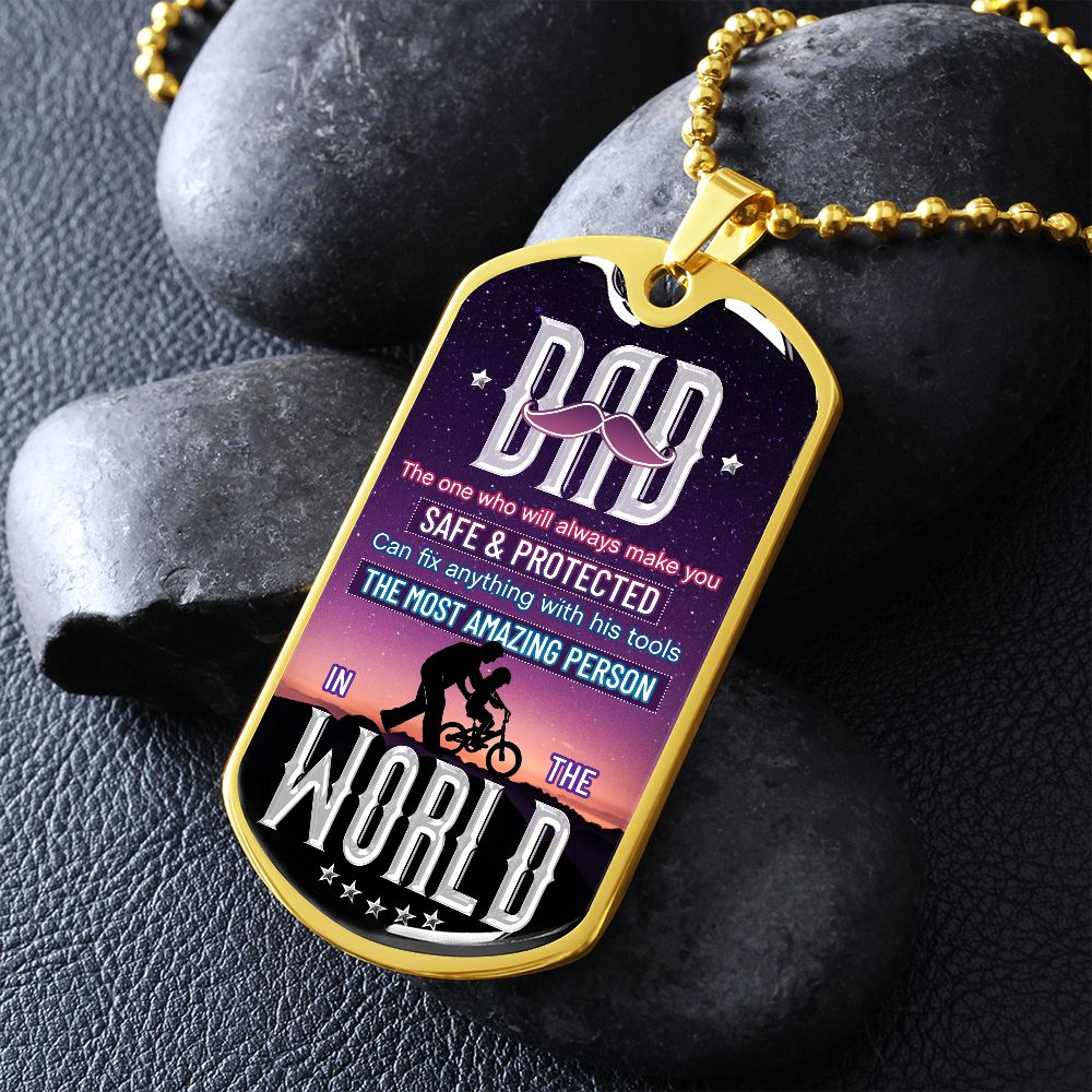 Dad The One Who Will Always Make You Safe and Protected Dog Tag, Dad Gift, Men's Gift, Gift for Him, Gift From Son, Gift from Daughter, Dog Tag for Dad, Father’s Day Gift
