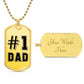 #1 Dad Dog Tag, Men's Gift, Gift for Dad, Personalized Gift for Dad, Stepfather, Dog Tag for Dad, Dad Gifts, Father's Day Gift, Birthday Gift for Dad, From Daughter, From Son