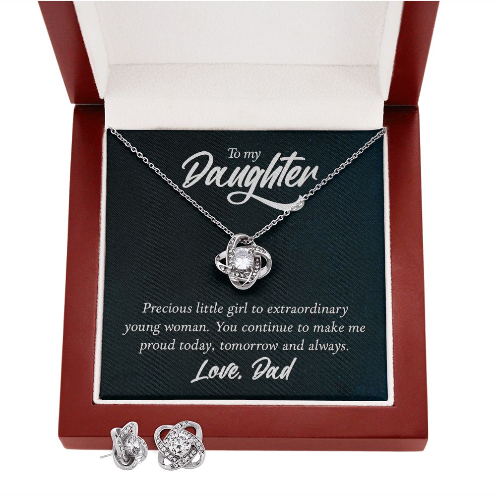 Daughter Love Knot Earring & Necklace Set