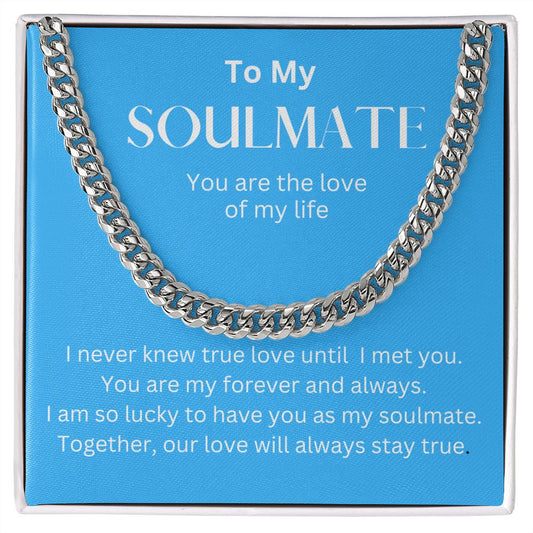 Gift For My Soulmate, Soulmate Necklace, Soulmate Cuban Chain, Gift For Boyfriend, Valentine's Day Gift for Him, Birthday Gift For Him