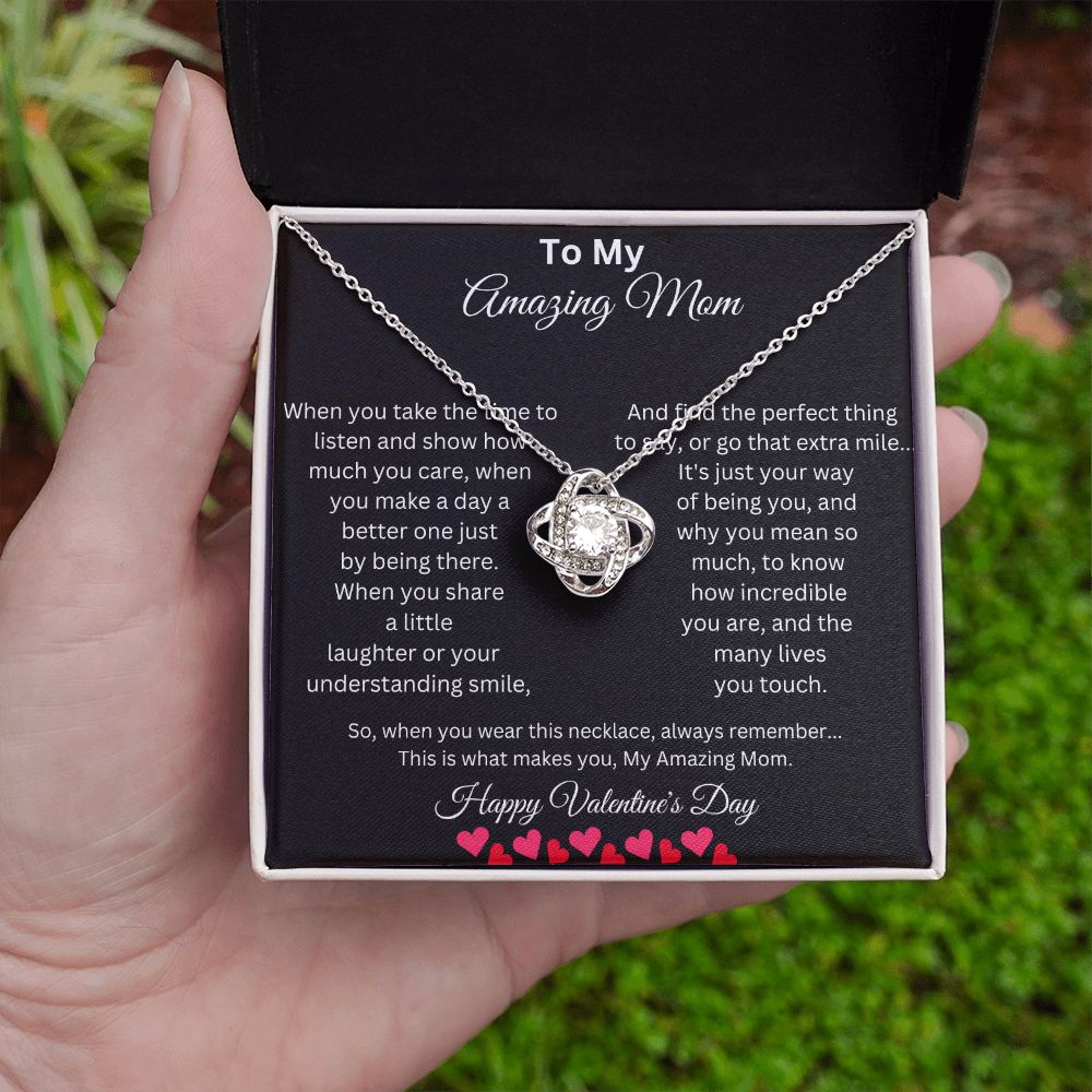 Love Knot Necklace. Representing an unbreakable bond between two souls, for that Special Someone. Great Valentine's Gift, Birthday Gift, Special Occasion.