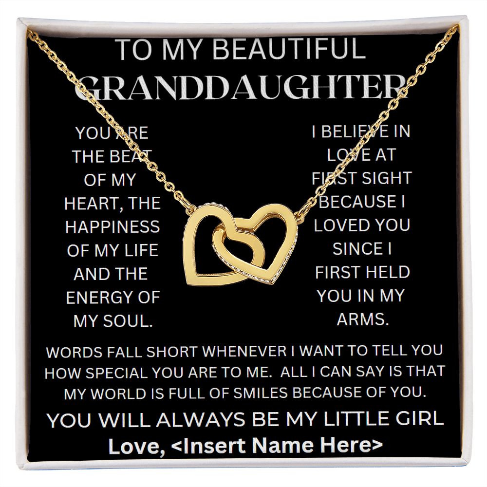 To My Beautiful Granddaughter.  Interlocking Hearts Necklace, Birthday gift, Xmas gift, Just Because gift