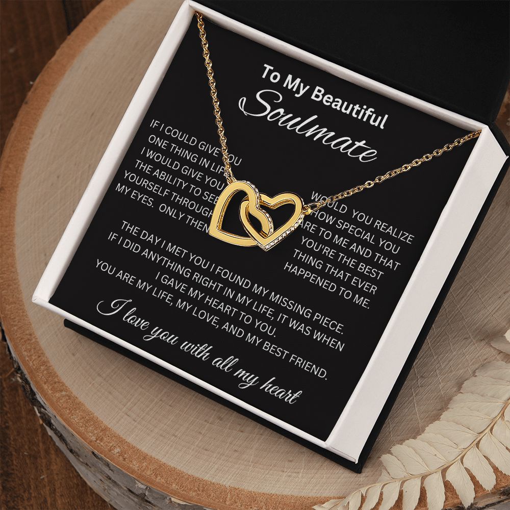 Beautiful Interlocking Hearts Necklace for Soulmate, for Girlfriend, Valentine's Day, Special Occasion or Just Because