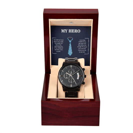 Black Chronograph Watch (No Engraving), Dad Gift, Men's Gift, Gift for Him, Gift From Son, Gift from Daughter, Watch for Dad, Father’s Day, Boyfriend Gift, Soulmate Gift