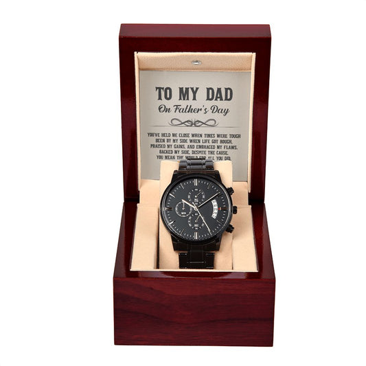 Black Chronograph Watch + MC (No Engraving), Dad Gift, Men's Gift, Gift for Him, Gift From Son, Gift from Daughter, Watch for Dad, Father’s Day