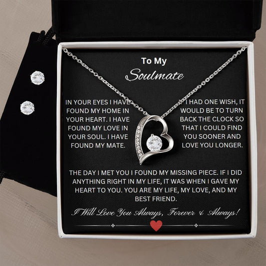 Forever Love Necklace and Earring Set, Wife Gift, Mother's Day Gift, Wife Necklace, Mother's Day Gift From Husband, Mother’s Day Gift From Spouse, Wife Birthday Gift, Just Because Gift to Wife, Birthday Gift, Anniversary Gift