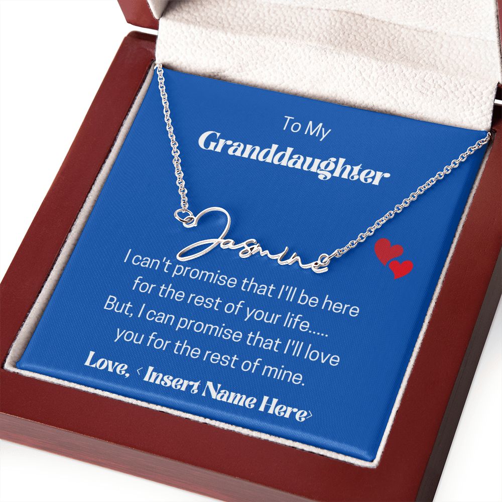 Signature Name Necklace w/MC. Gift for Granddaughter