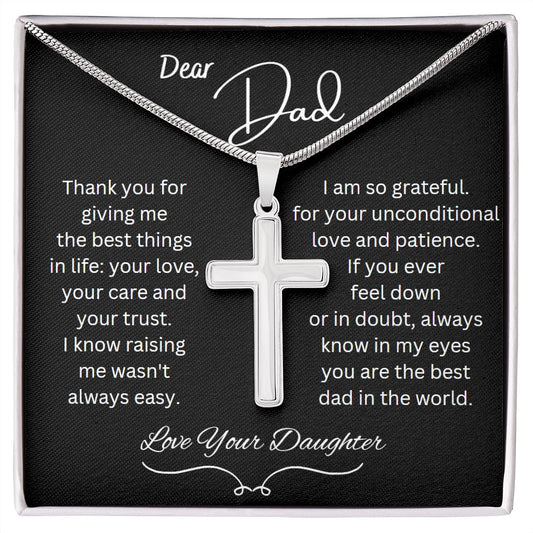 Fathers Day Gift for Dad, Dad Gift From Daughter, Dad Birthday Gift, Cross Necklace for Dad, Father's Day Dad gift