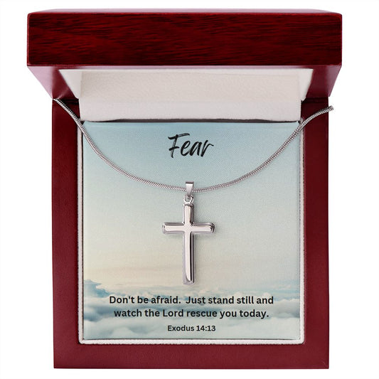 Fear Cross Stainless Steel Necklace, Christening Gift, Confirmation Gift from Godmother, Confirmation Necklace, Holy Confirmation, Cross Necklace, Baptism